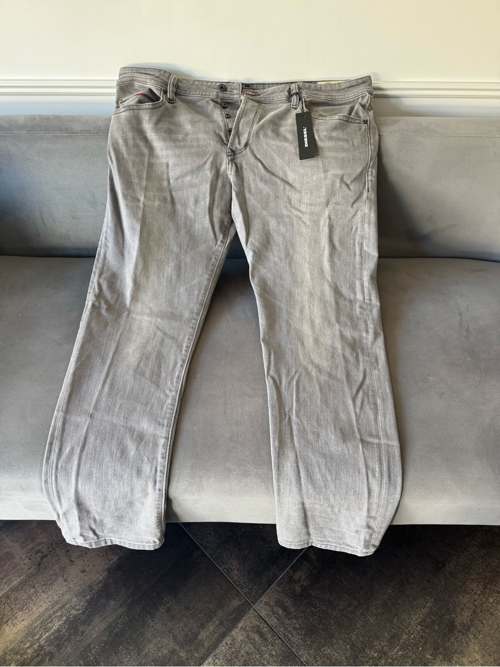 Diesel Slim Straight Jeans - Light Gray